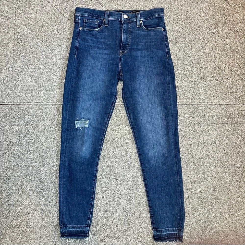 Banana Republic High-Rise Skinny Premium Denim Jeans Womens Size 29 Blue Frayed
